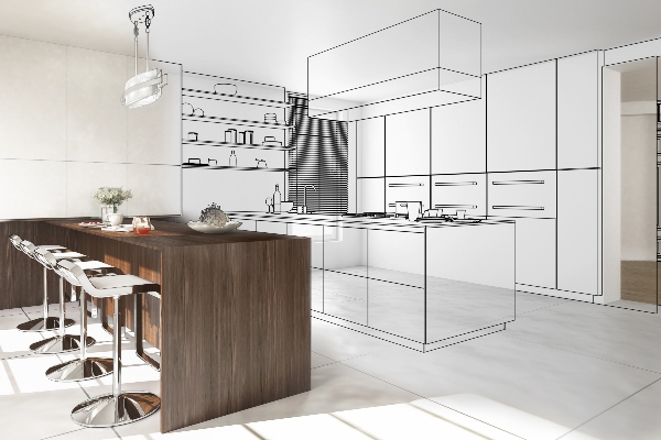 A kitchen design concept is combined with an actual kitchen to show you how design tricks can be brought to life.